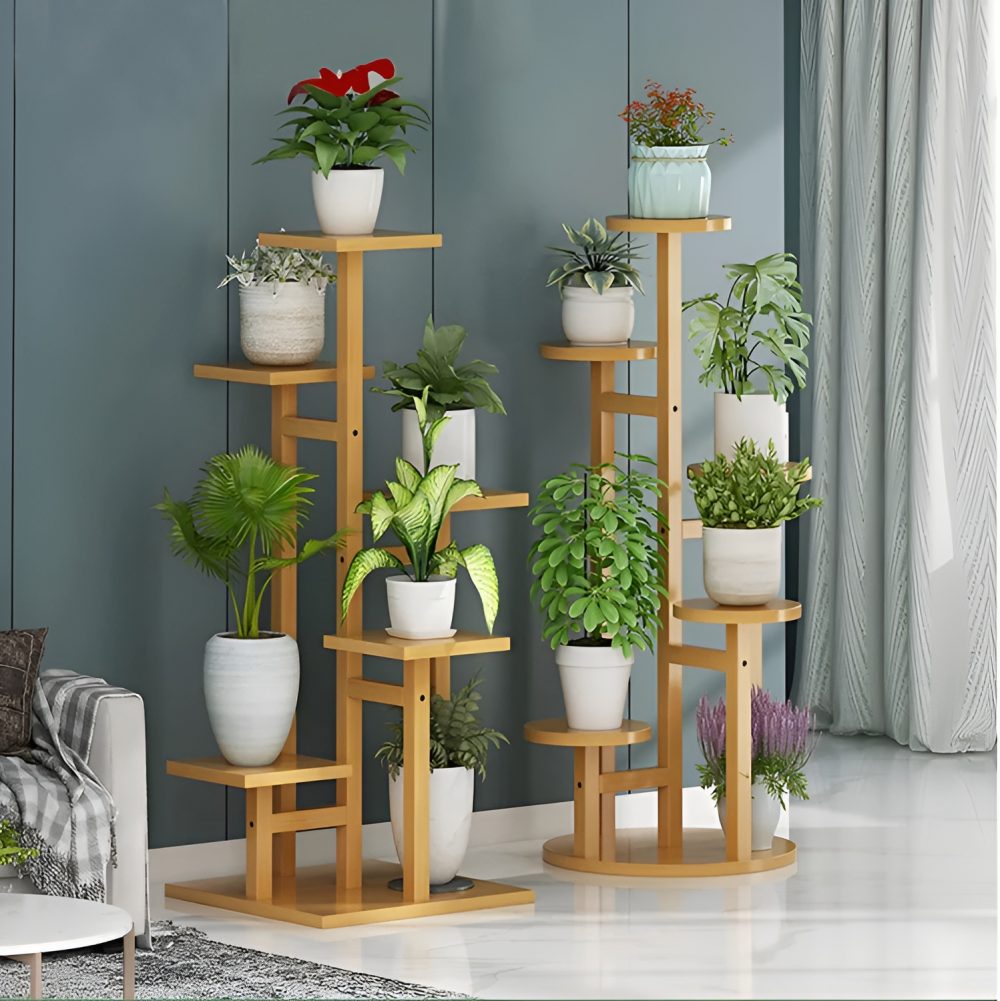 5 Tier Wooden Flower Plant Stand For Living Room, Balcony, Offic