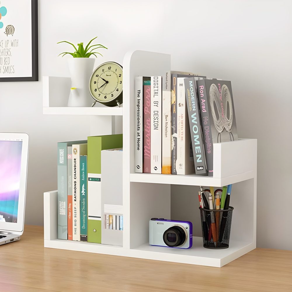 Wooden L-Shape Mini Book Shelf For Office Home