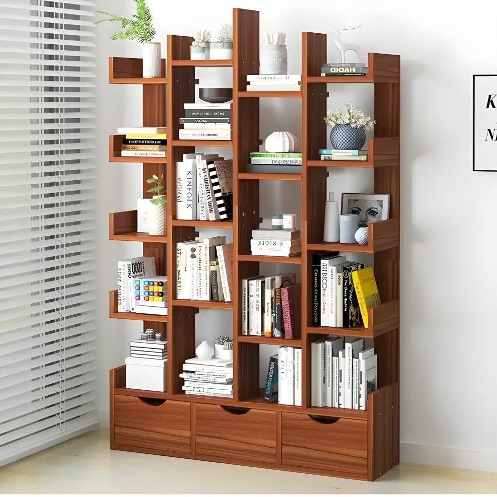 4 Row L Shaped Book shelf