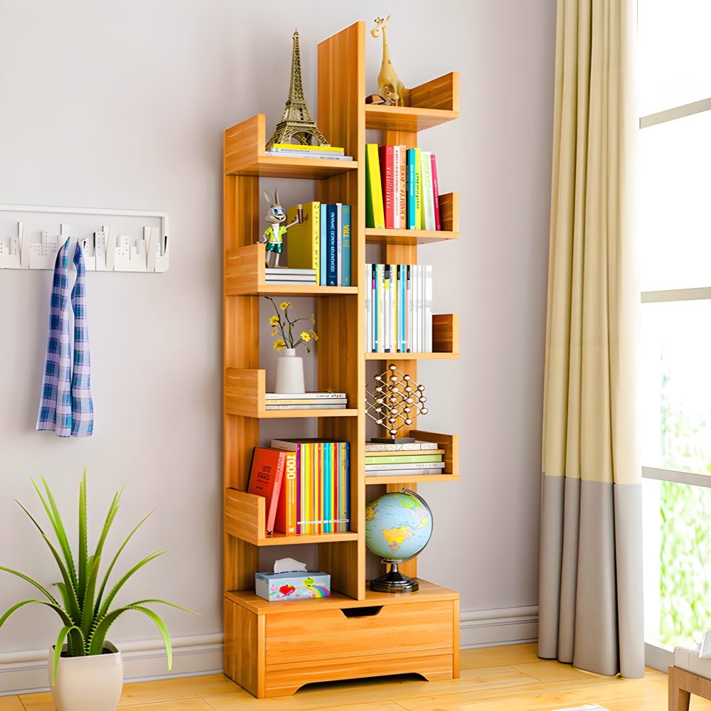 Wooden L Shape Bookshelf for Office & Home